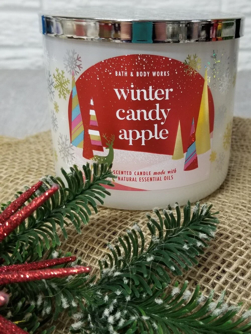 BBW Winter Candy Apple 3 Wick Candle